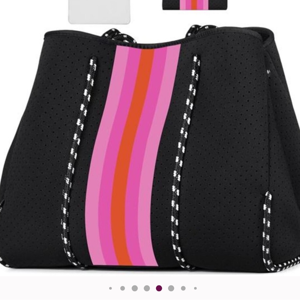 IBFUN Black and Pink Striped Women's Shoulder Bag